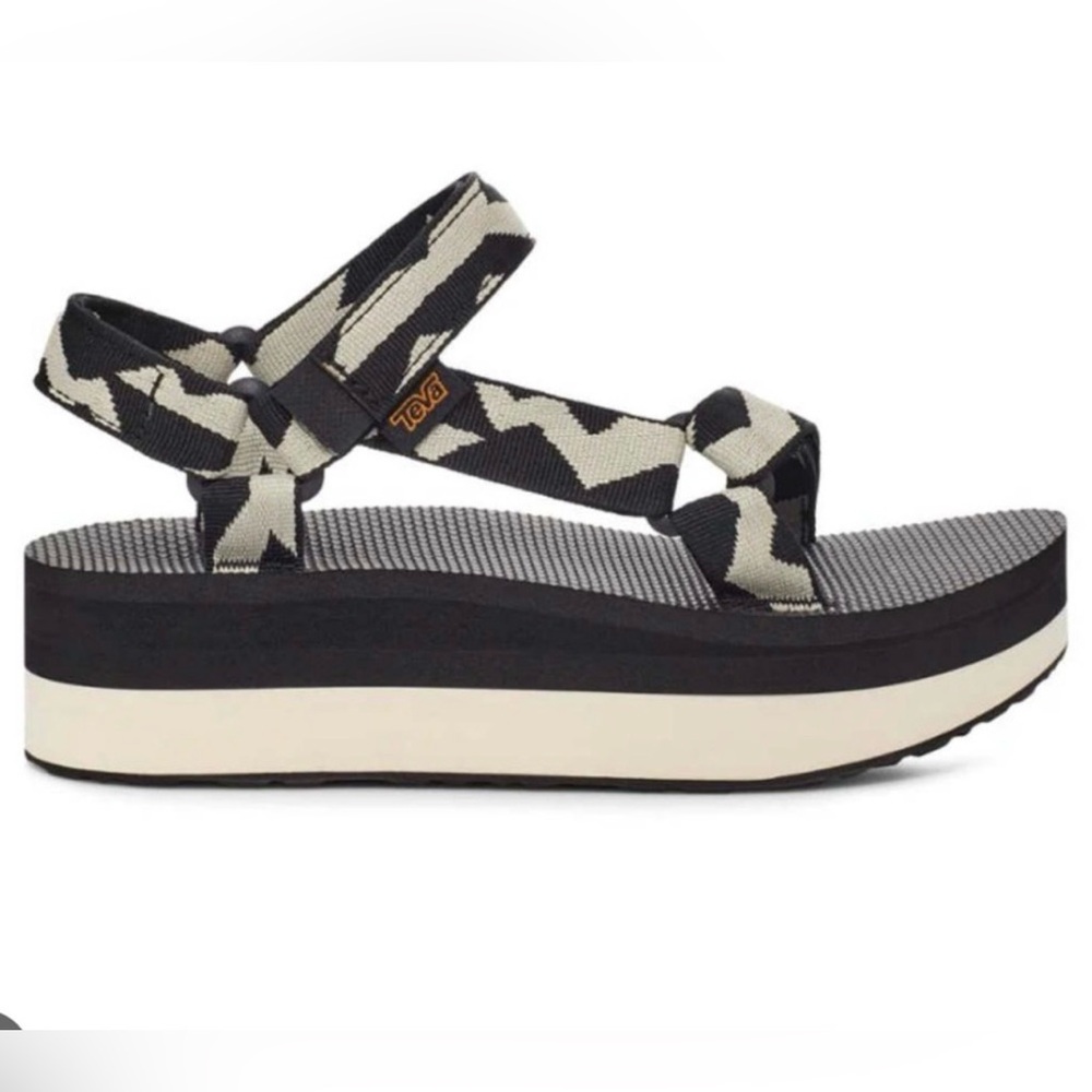 Teva Platform Universal Flatform Sandals Black Wh… - image 1